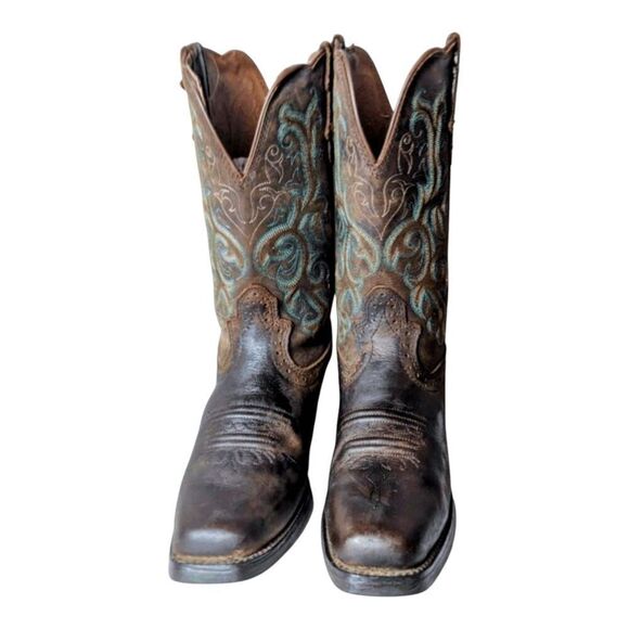 JUSTIN BOOTS 12' Square Toe Stampede Western Boot Size 9 - Picture 4 of 10